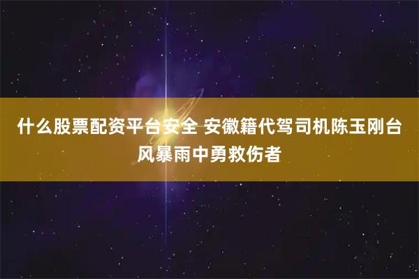 什么股票配资平台安全 安徽籍代驾司机陈玉刚台风暴雨中勇救伤者