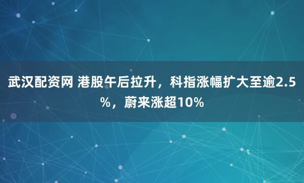 武汉配资网 港股午后拉升,科指涨幅扩大至逾2.5%,蔚来涨超10%